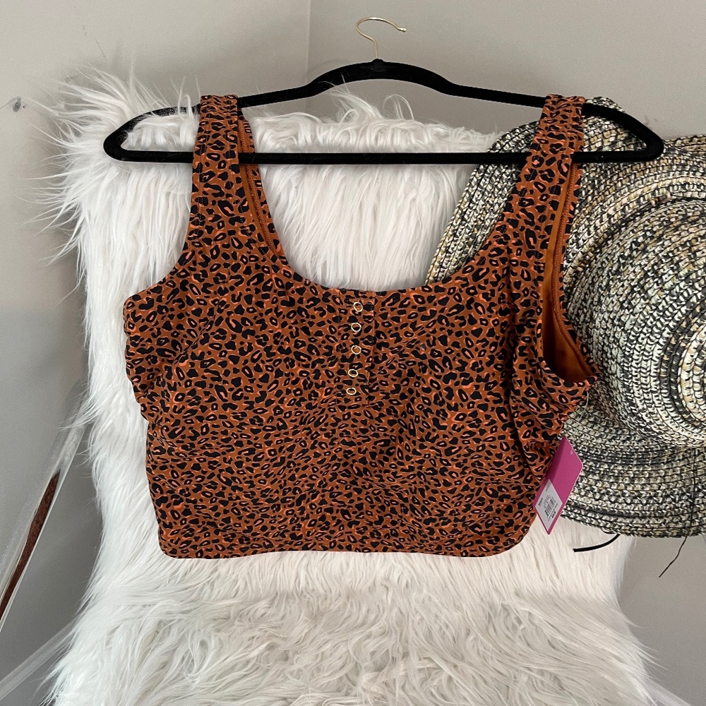 TANKINI / YOGA  TOP, CHEETAH PRINT JUNIOR PLUS